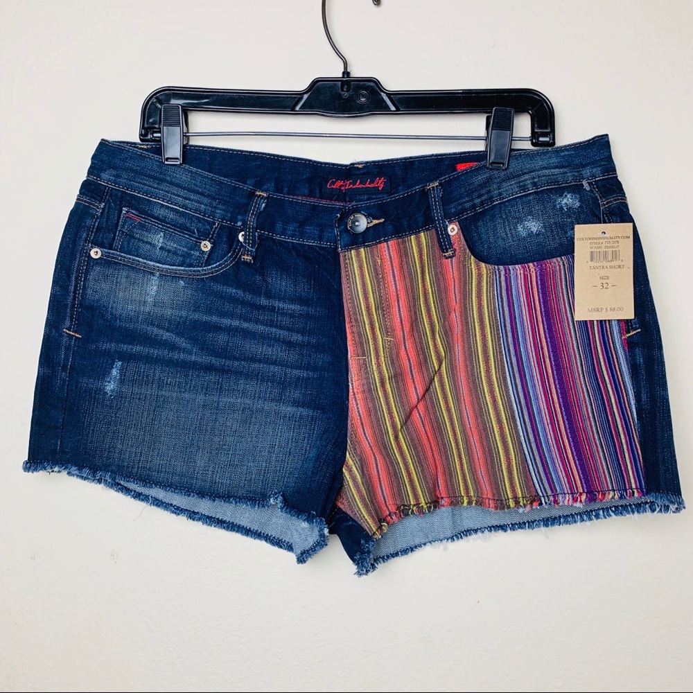 NWT CULT OF INDIVIDUALITY “Tantra” Striped Short